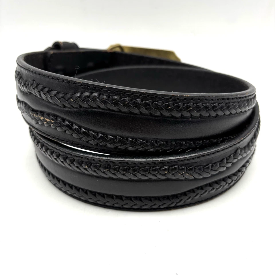 Cinturón El Paso De Norte Heritage 1977 hebilla de latón macizo negro cuero genuino 38 Foto 2 de 4