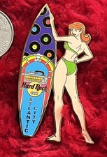 Hard Rock Cafe Pin Atlantic City Surfboard Girl Bikini Summer Surfer Hat Lapel