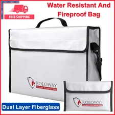 ROLOWAY Fireproof Document & Money Bags, Large Fireproof & Water Resistant Bag
