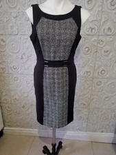 White House Black Market Sleeveless Tweed Sheath Dress Black Metallic Size 8