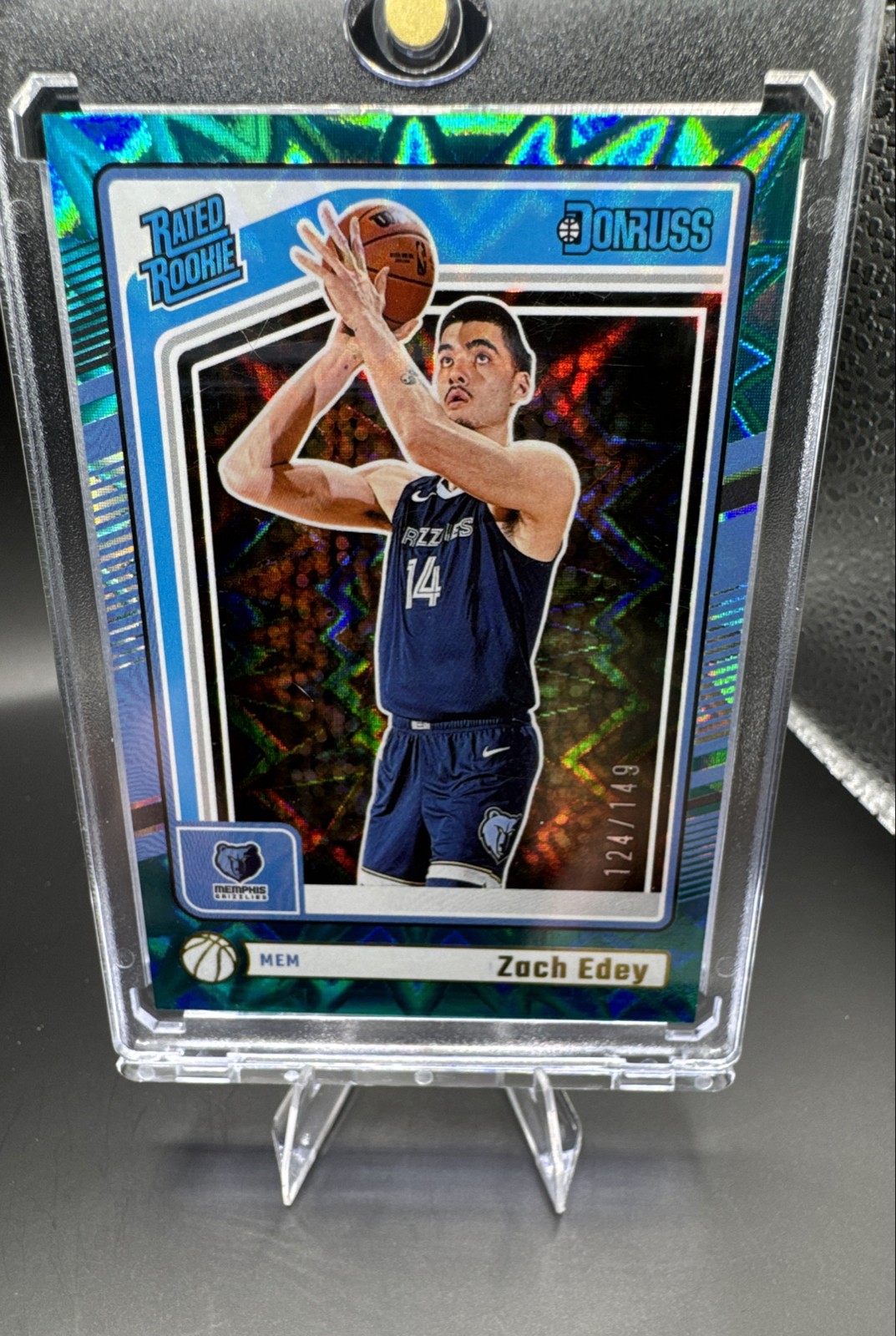 2024-25 Panini Donruss - Rated Rookie Zach Edey #239 Teal Explosion /149 (RC)