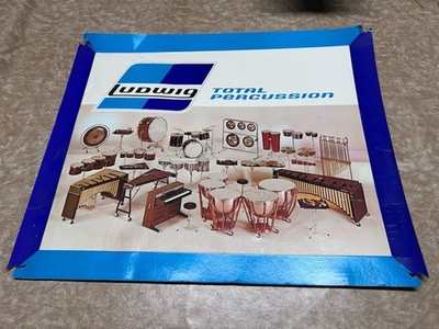 Large Vintage 23 x 18 Ludwig Total Percussion Store Display Advertisement