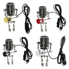 1Pc Vintage Microphone Guitar Lamp Robot Lamp Cool USB Plug in Powered Retro