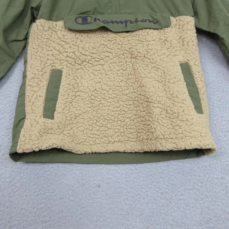 Champion Jacket Youth Medium 10/12 Green Hooded Sherpa Half Zip Anorak Pullover - Image 4 of 4