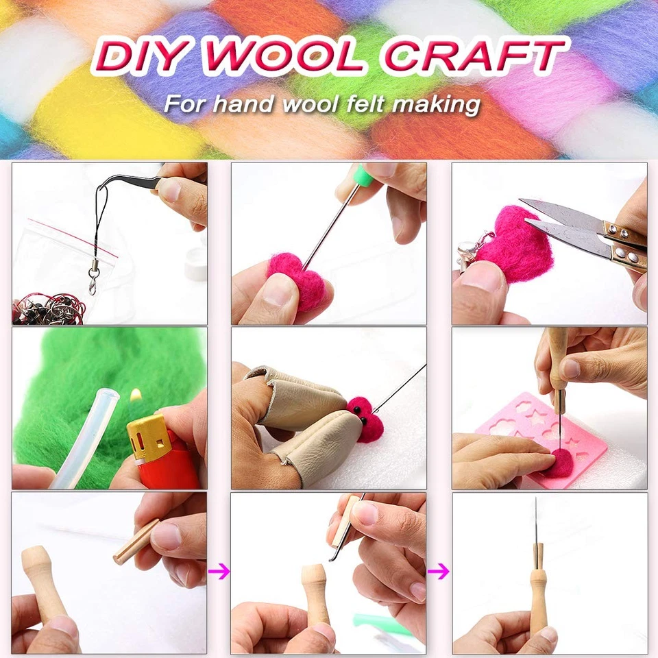 Набор для валяния иглой 109 шт. шерстяные ровинговые инструменты коробка для хранения сделай сам рукоделие декор животных - Изображение 4 из 4