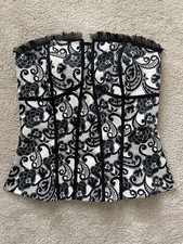 White House Black Market Black And White Floral Print Corset Bustier Top Size 0
