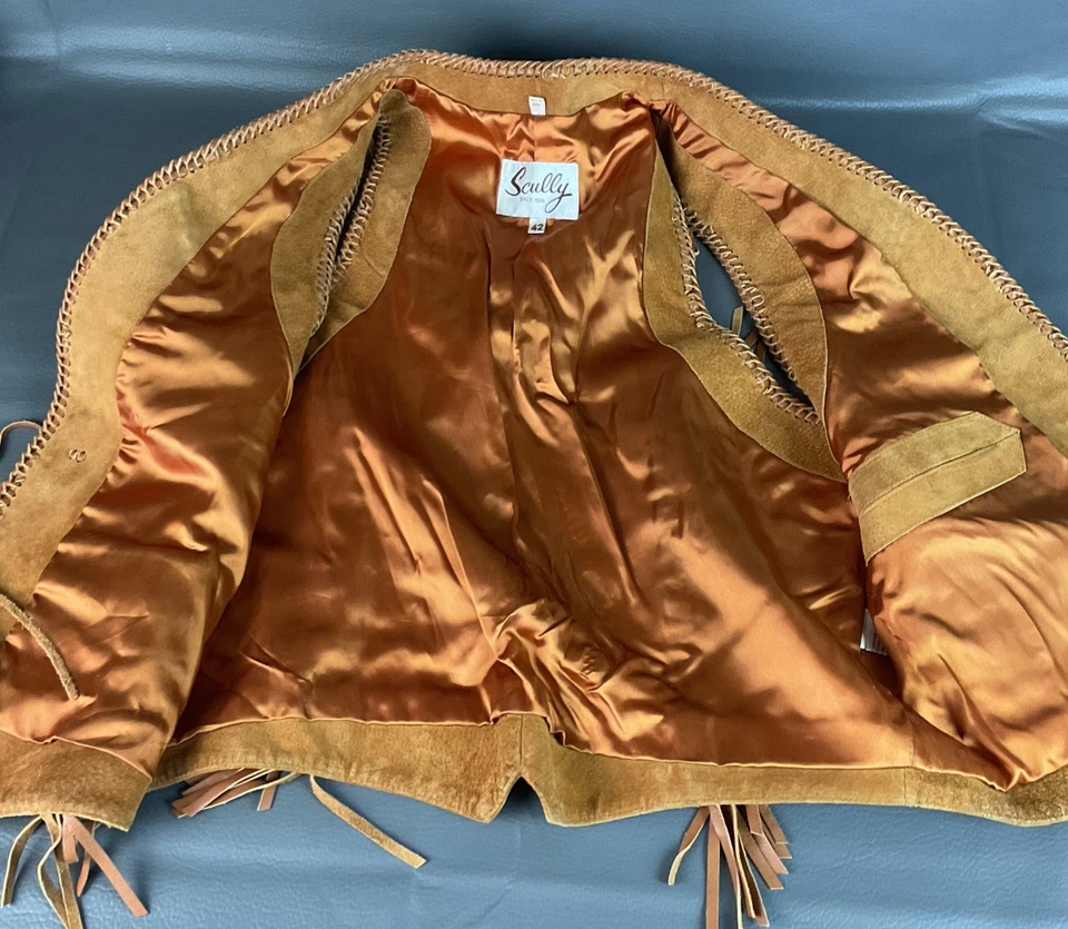 Vintage International Male Beaded Suede Leather Fringe Vest Western Boho Sz 42 - Image 4 of 4