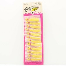 Betts Hair Jig Bass Fishing Lures Dealer Card 12Pk Yellow 1/4oz