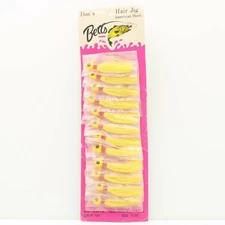 Betts Hair Jig Bass Fishing Lures Dealer Card 12Pk Yellow 1/4oz