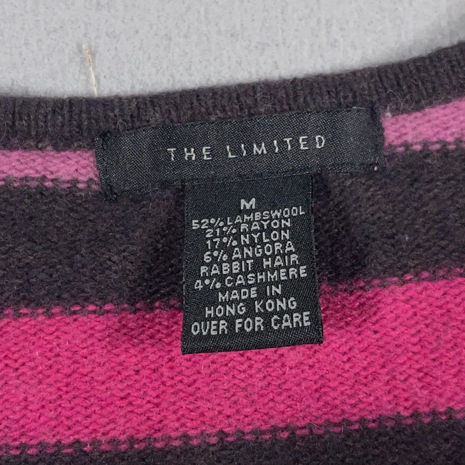 Suéter The Limited Mujer Rayas Medianas Chevron Cuello en V Lana Angora Cachemira Foto 3 de 4