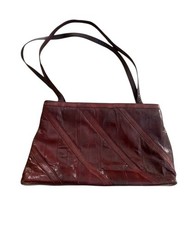 Vintage Genuine Eel Skin Red Shoulder Purse Handbag Made in Korea Clean