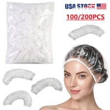 200Pcs Disposable One-off Hotel Home Shower Bathing Clear Hair Elastic Caps Hats
