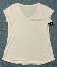 Xersion Activewear Top Womens L Pink Short Sleeve V Neck New