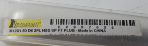 Interstate M12x1.50 Metric Fine, 3 Flute, D6, HSS Spiral Point Tap 04997656 - Picture 3 of 5