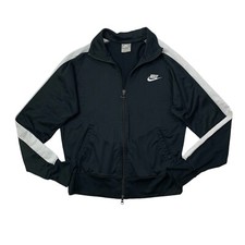 Vintage Nike Jacket Boys Youth M Medium Black White Mock Neck Track Full Zip Y2K