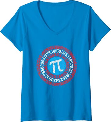 Pi Day Math Captain 3.14 School Lover Present Gift Ladies' V-Neck Tshirt
