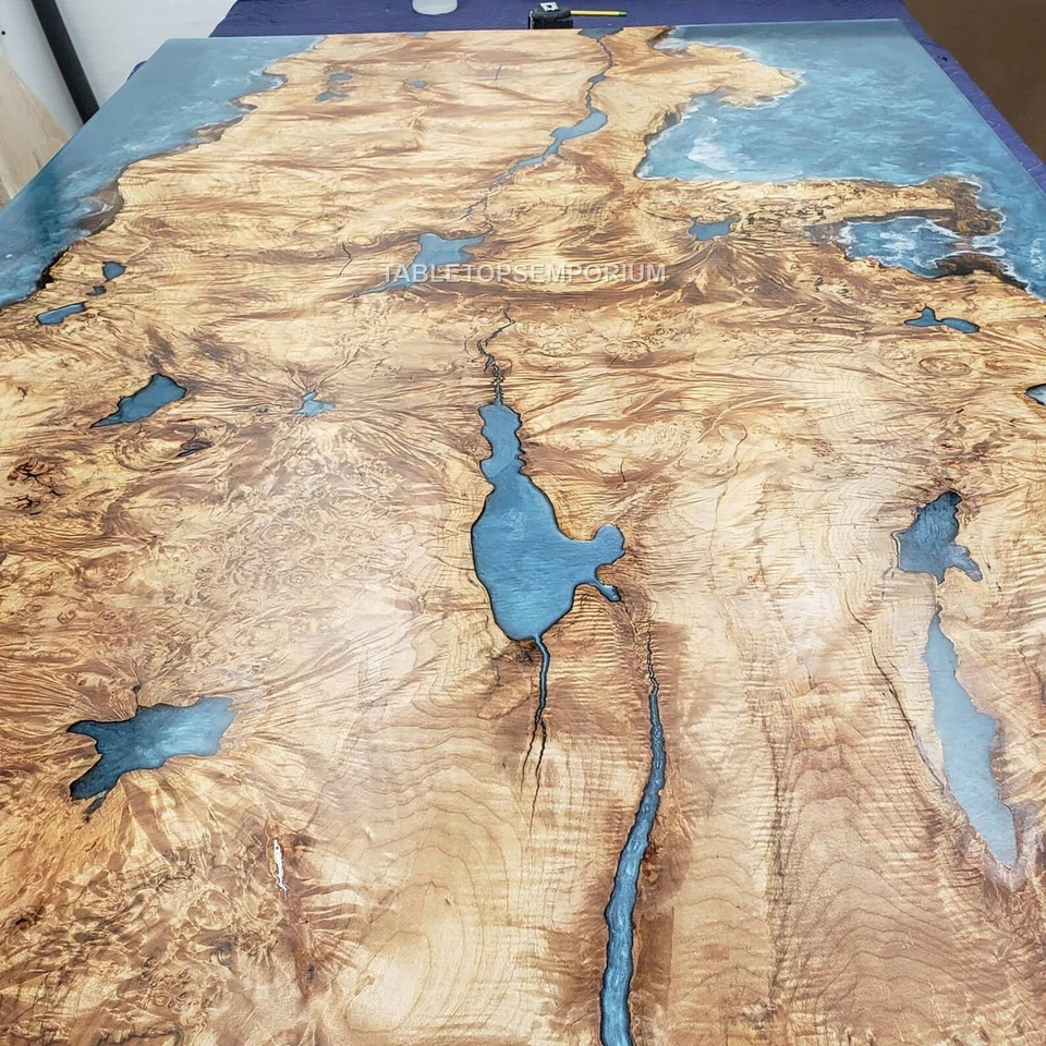 Gray Epoxy Resin Dining Table, Handmade Furniture, Luxury Furniture Table Decors - Image 2 of 4