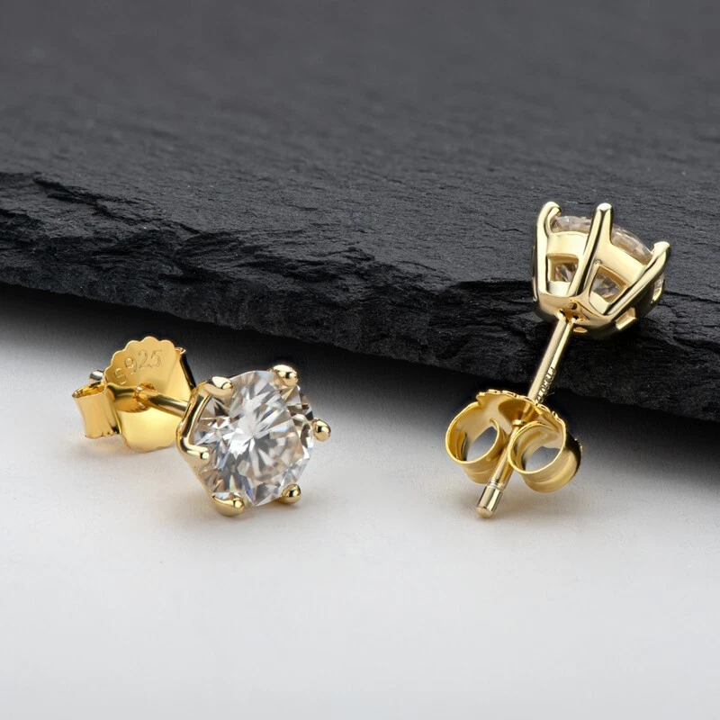 2ct Earrings Yellow Gold Gift Box Lab-Created VVS1/D/Excellent Diamond Test Pass - Image 2 of 4