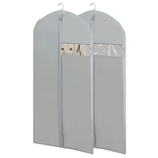 2 Pack Long Garment Bags Dress Storage Travel Bag for Suit Clothes Coat Gowns