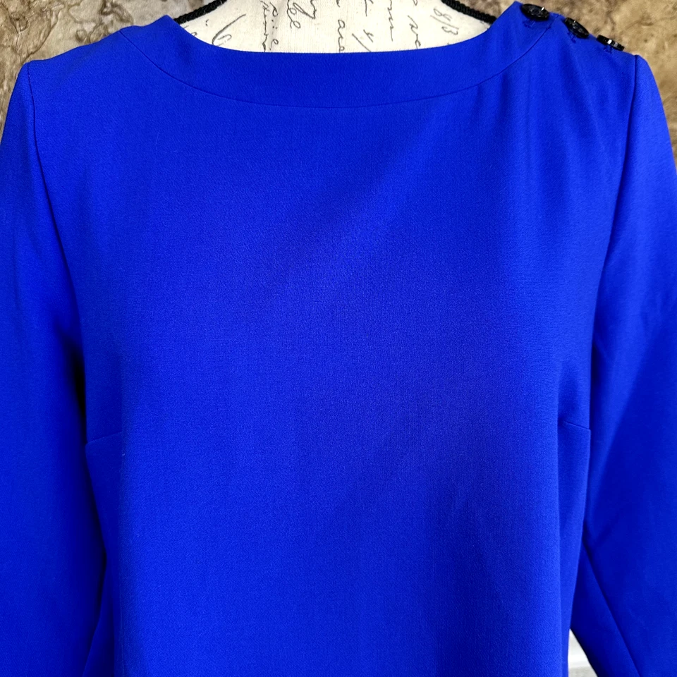 Banana Republic Shift Dress Women's 10 Blue Button Shoulder Career Office - Image 2 of 4