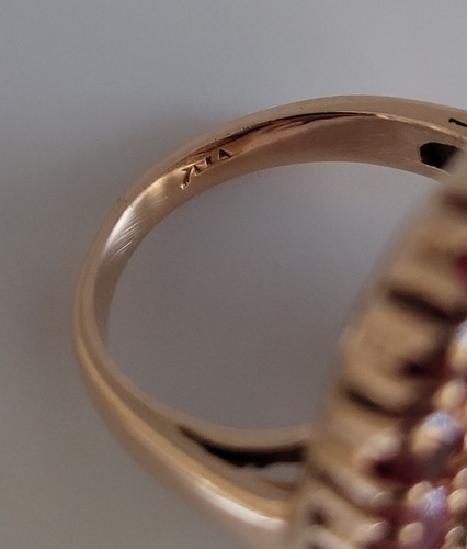 13k Rose Gold Vintage Cocktail Ring Diamonds .72 tcw lab created Rubies .70 tcw - Picture 7 of 10