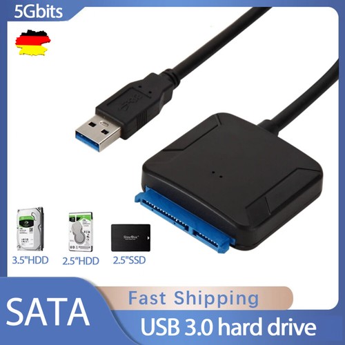 USB 3.0 zu SATA III Adapter für 2.5" 3.5" Festplatte Kabel SDD HDD Konverter