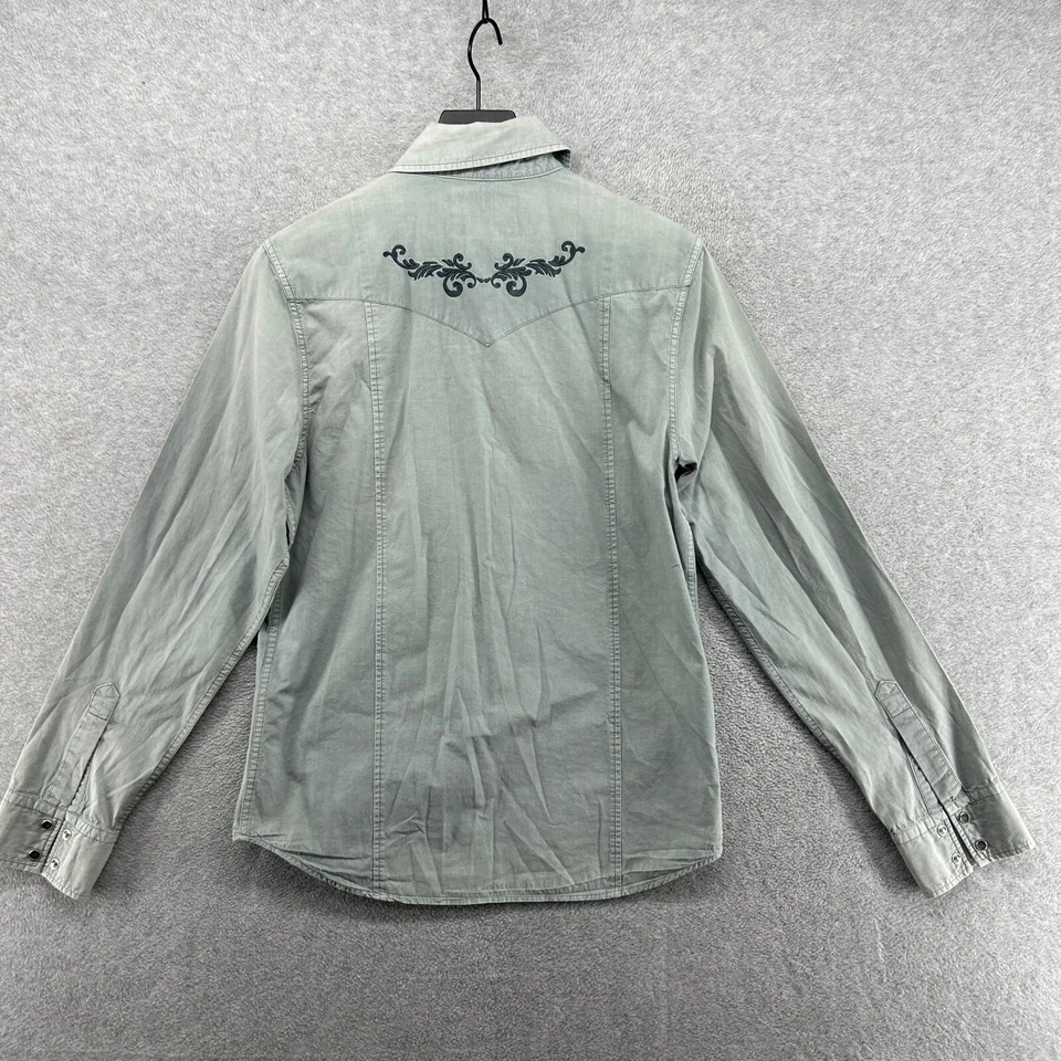 Fossil Shirt Mens Size Small Gray Pearl Snap Long Sleeve Western Button Up - Image 2 of 4