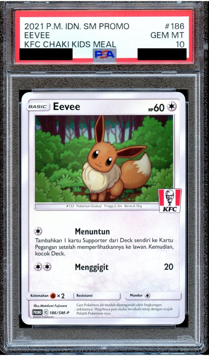 PSA 10 Eevee 186/SM-P Chaki KFC Indonesian Indonesia Promo Pokemon