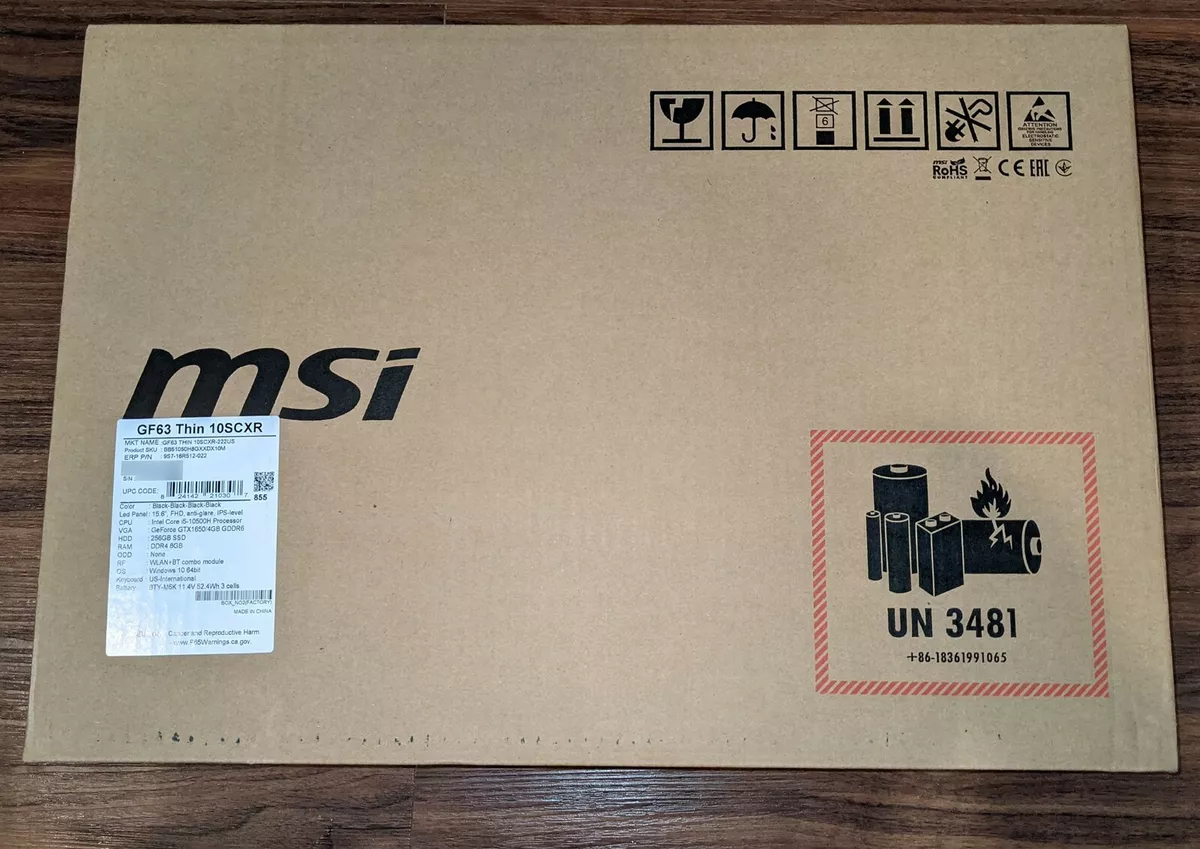 MSI GF63 Thin 15.6 Intel i5 10300H 2.5GHz 256GB SSD 8GB RAM