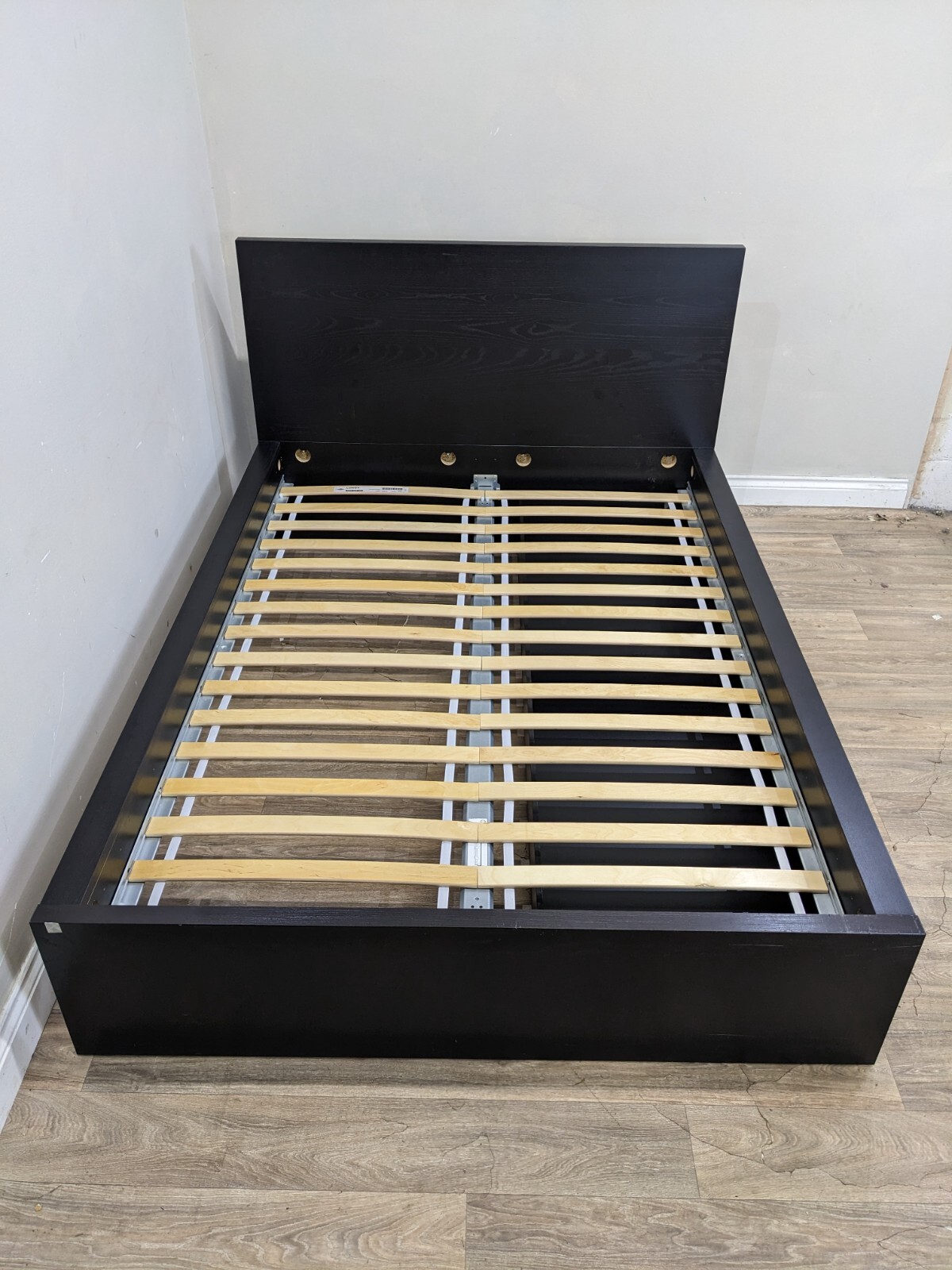 DOUBLE BED FRAME Ikea Malm Solid Black Ash With 2 Wheeled Underbed