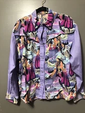 VTG. WOMEN'S ROPER ?? L/S PEARL SNAP SHIRT PURPLE DREAMCATHER XL ? EUC