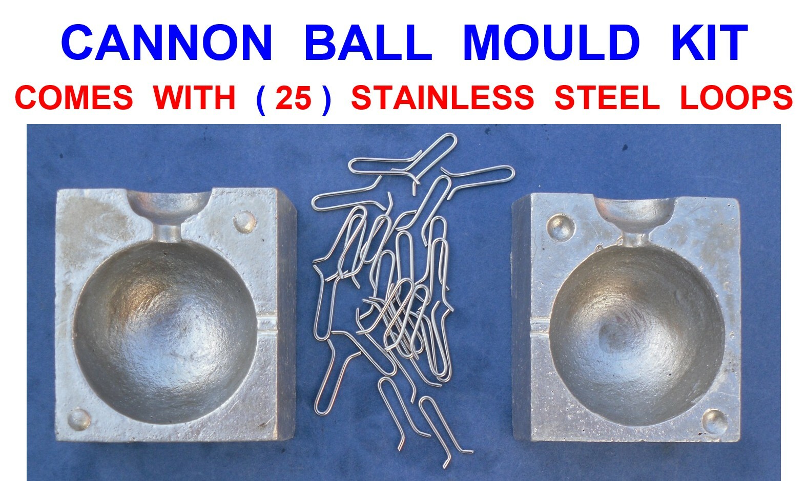10oz CANNON BALL MOULD KIT+25 LOOPS FOR SEA FISHING QUICK DROP BOAT LEAD WEIGHTS