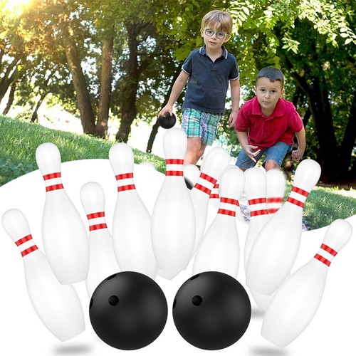 12 Pcs Kids Bowling Set Includes 10 Classical White Pins and 2 Balls Early◬