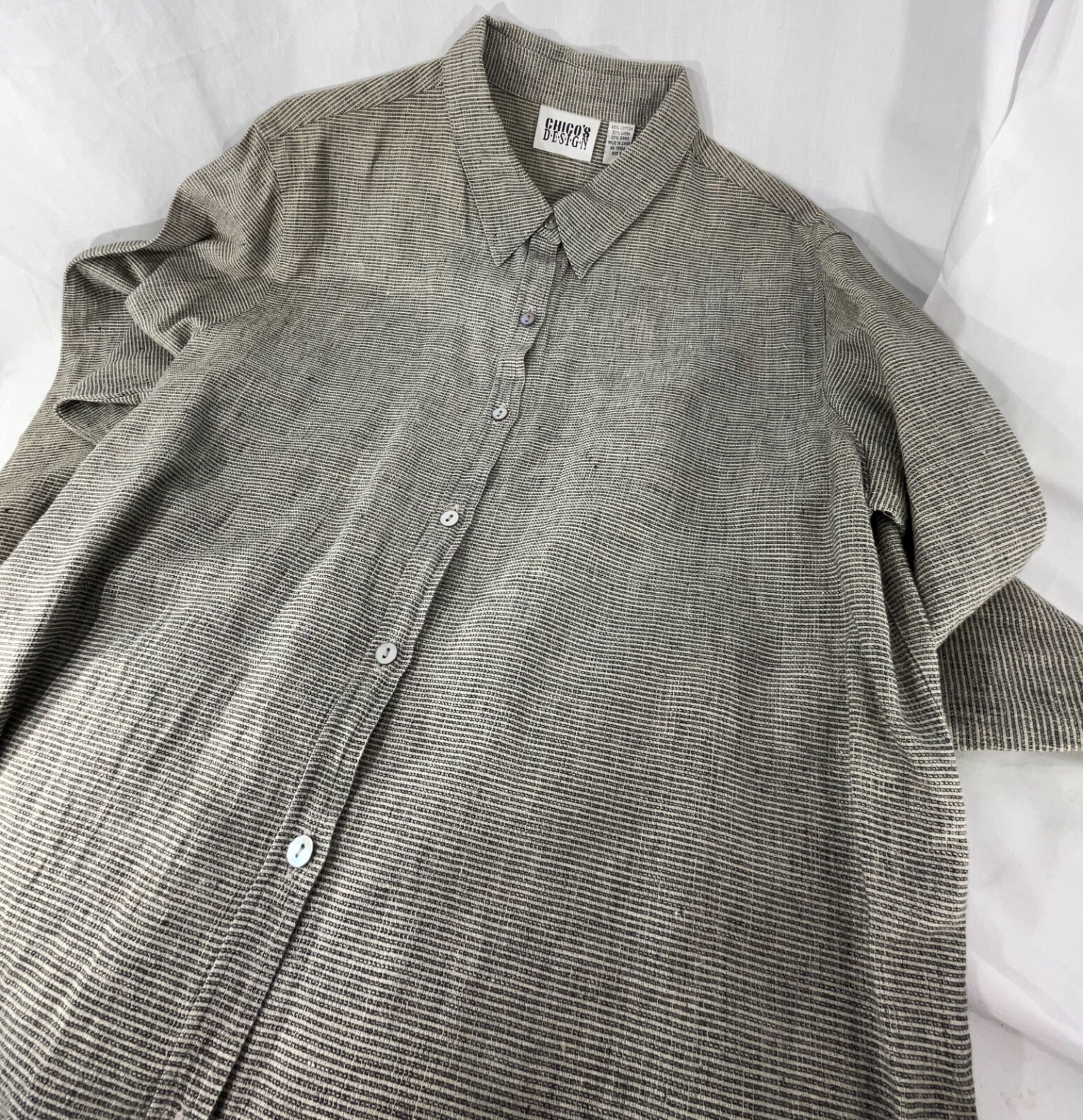 Chicos Design Button Down Collared Top white blac… - image 12