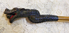 Vintage Shoehorn Dragon Serpentine Black w/Gold Tone Accent 12" Japan
