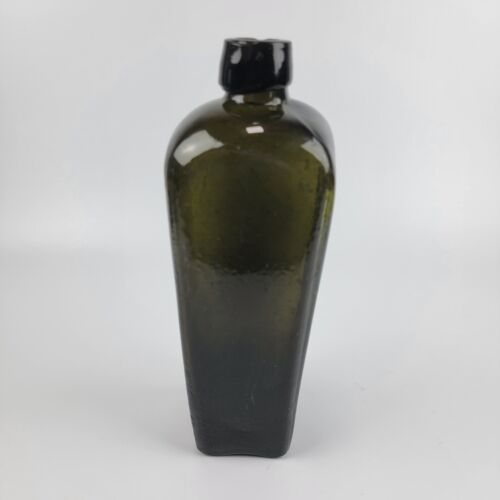 Antique V. Marken & Co. Blackglass Olive Green Gin Bottle - Picture 4 of 9