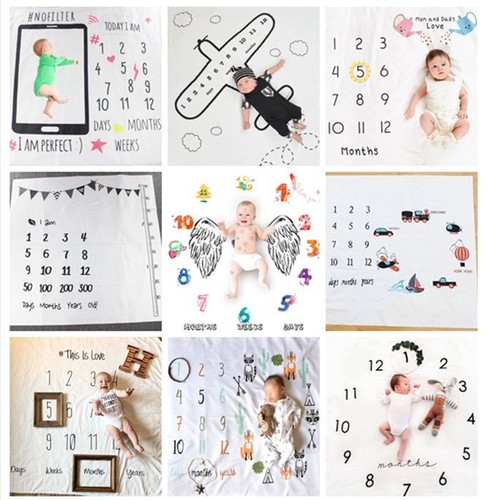 Newborn Baby Monthly Growth Photo Milestone Blanket Photography Background Props - Picture 4 of 12