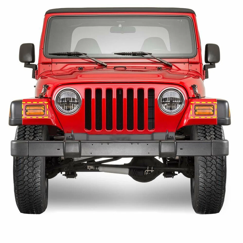 Turn Side Signal Light Protect Guards Cover Fit Jeep Wrangler TJ 1997-2006 Pair - Изображение 3 из 4