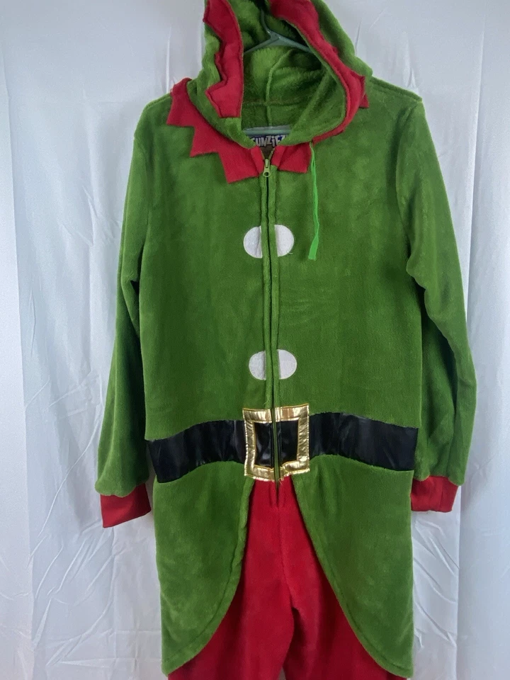 Funziez! Traje de felpa polar Navidad elfo unión de una pieza adulto pequeño Foto 3 de 4
