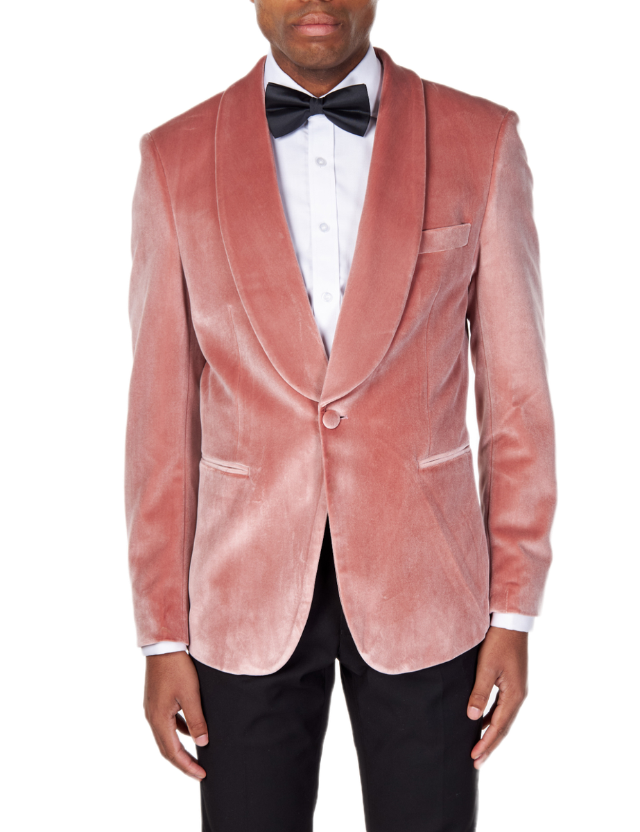 Men Soft Velvet Shawl Lapel Dinner Jacket Tailored Fit Formal Tuxedo Suit  Blazer