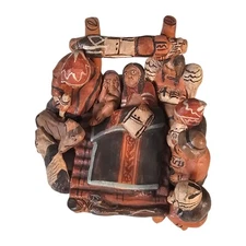 VTG Peruvian Nativity Creche Manger Terra Cotta  Rustic Handmade 4.5 "