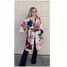 Samsøe Samsøe Women's Alrik Floral Watercolor Kimono Duster Multi Size Medium