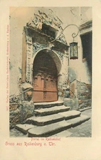 Postcard Germany Etching Doorway Rathaushof Rothenburg Unposted Undivided