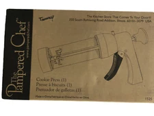 The Pampered Chef Cookie Press with 16 Discs - White, in Original Box # 1525