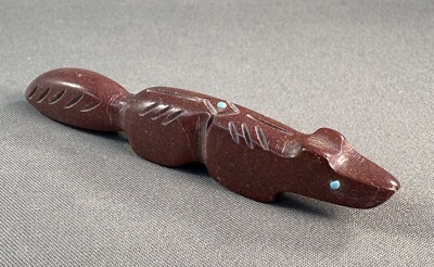 Zuni Carved Pipestone Coyote Fetish w/ Turquoise Eyes by Brandon Phillips, NEW