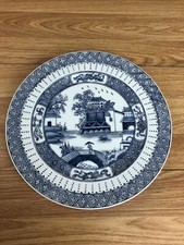 Orienntal Plate Blue And White 4 Character Mark In Red 