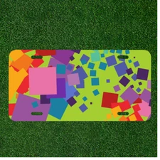 Custom Personalized License Plate Auto Tag With Creative Square Colors Design