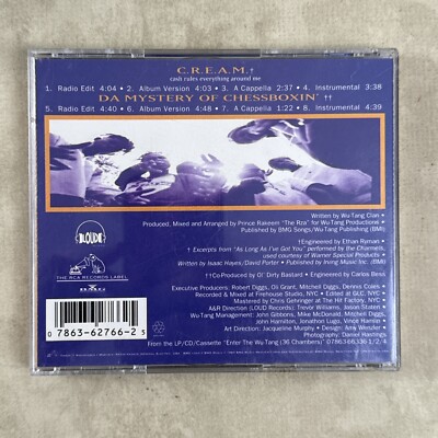 洋楽 Wu-Tang Clan / C.R.E.A.M. / CDS 1994 US Wu-Tang Clan C.R.E.A.M. CD Single Rare 1994 Release Old-School Rap