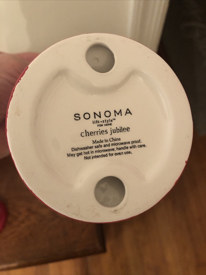 Sonoma Cherries Jubilee Ceramic Footed Ice Cream Dessert Bowls UNUSED