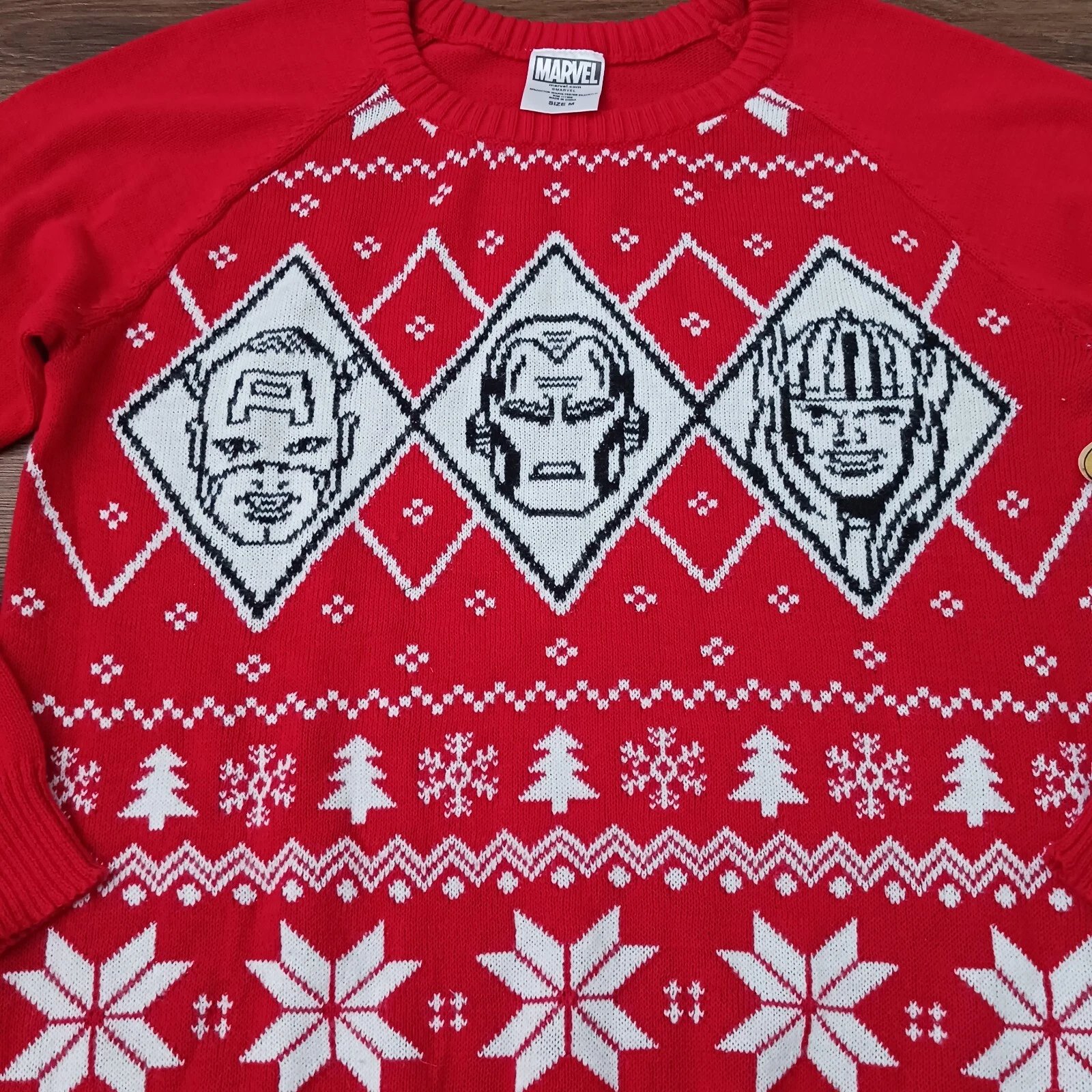 Marvel Captain America Thor Ironman Ugly Christmas Sweater Mens Size Medium New